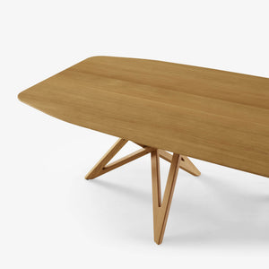 Ennéa — detal blatu i nóg, zbliżenie na strukturę drewna i połączenia