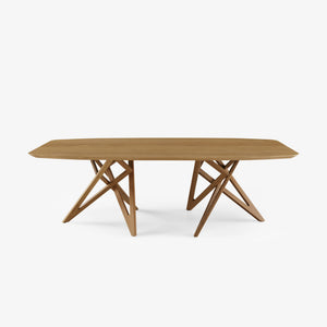 Stół Ennéa — Ligne Roset, blat drewniany, nogi w litego dębu, widok z przodu