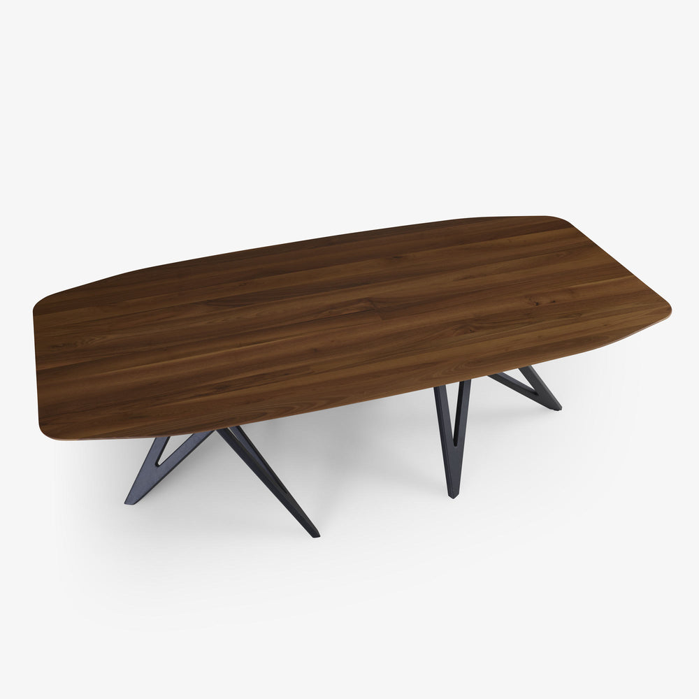 Stół Ennéa — Ligne Roset, blat drewniany, nogi w jesionie czarnym, widok z przodu
