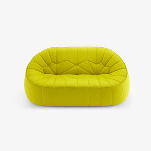 Sofa Ottoman Small Settee — Ligne Roset, tapicerka w tkaninie żółto-zielonej, widok z przodu