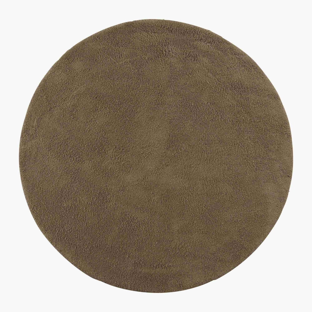Dywan Bikaner — Ligne Roset, okrągły, tapicerka wełniana w kolorze khaki, widok z góry