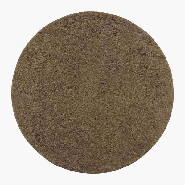 Dywan Bikaner — Ligne Roset, okrągły, tapicerka wełniana w kolorze khaki, widok z góry