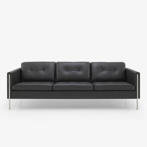 Sofa Andy Large — Ligne Roset, tapicerka skóra czarna, nogi metalowe, widok z przodu