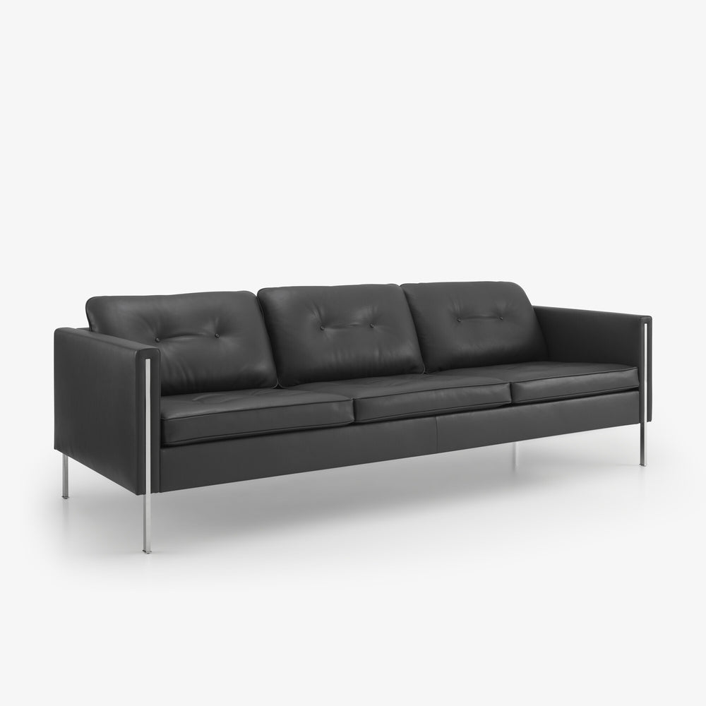 Sofa Andy Large — Ligne Roset, tapicerka skóra czarna, nogi metalowe, widok z przodu