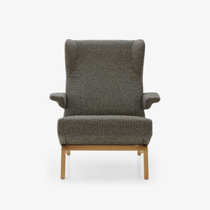 Fotel Archi — Ligne Roset, tapicerka w tkaninie szarej, widok z przodu
