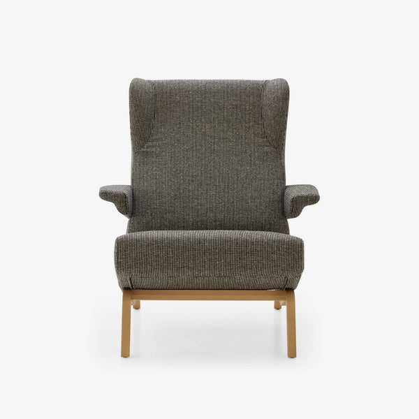 Fotel Archi — Ligne Roset, tapicerka w tkaninie szarej, widok z przodu