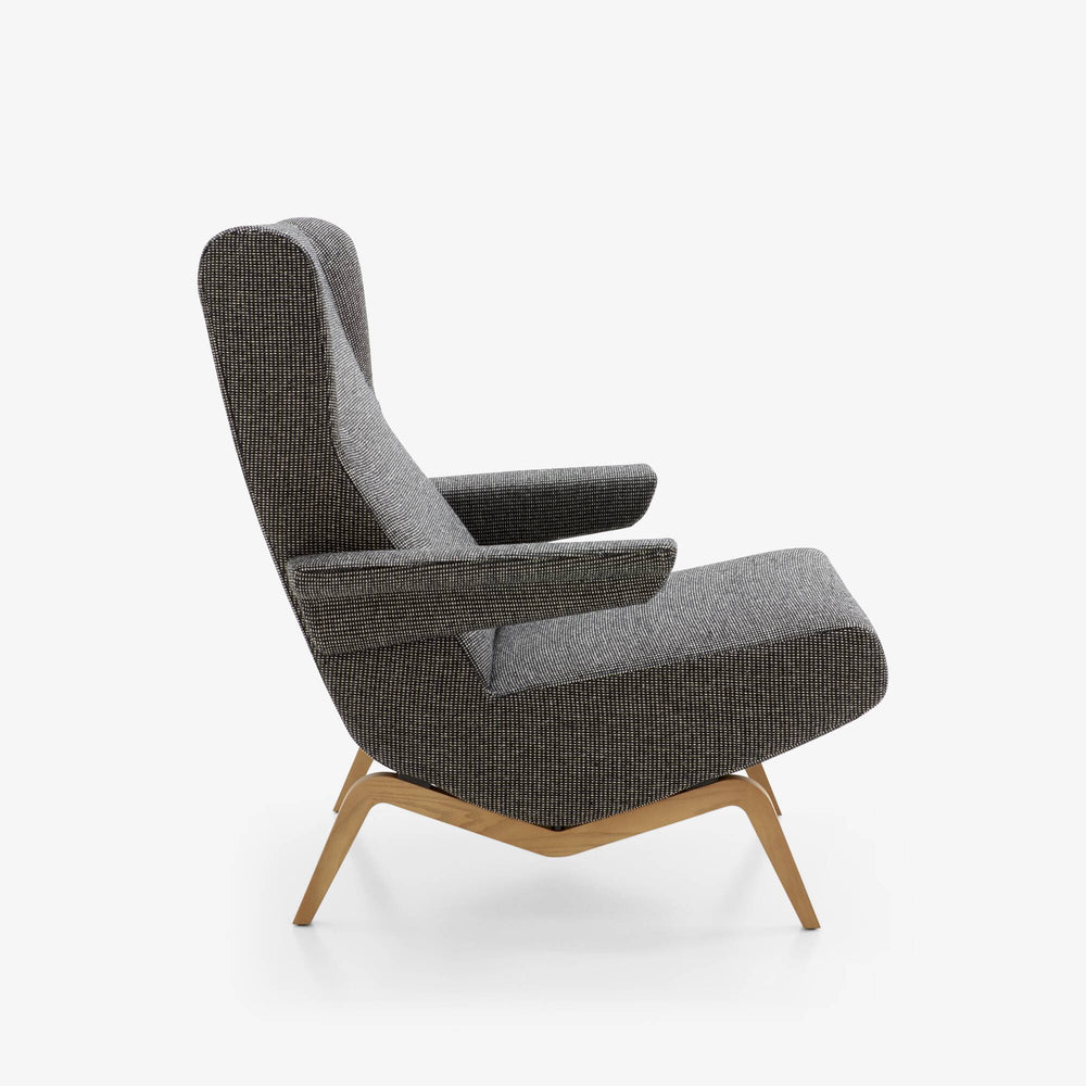 Fotel Archi — Ligne Roset, tapicerka w tkaninie szarej, widok z przodu