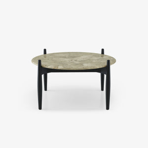 Stolik kawowy Caffè — Ligne Roset, blat marmurowy, nogi czarne, widok z przodu