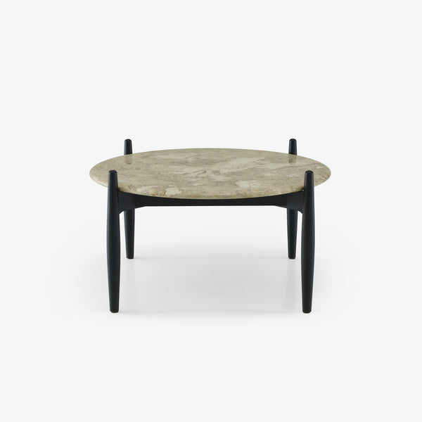 Stolik kawowy Caffè — Ligne Roset, blat marmurowy, nogi czarne, widok z przodu