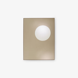 Lustro Demi-teintes — Ligne Roset, rama drewno, białe lustro, widok frontalny