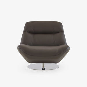 Fotel Manarola — Ligne Roset, tapicerka skóra w kolorze antracyt, widok z przodu