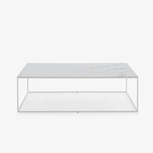Stolik kawowy Space — Ligne Roset, blat marmurowy, konstrukcja metalowa, widok z przodu