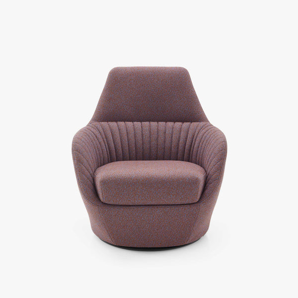 Fotel Amédée — Ligne Roset, tapicerka w tkaninie mauve, widok z przodu