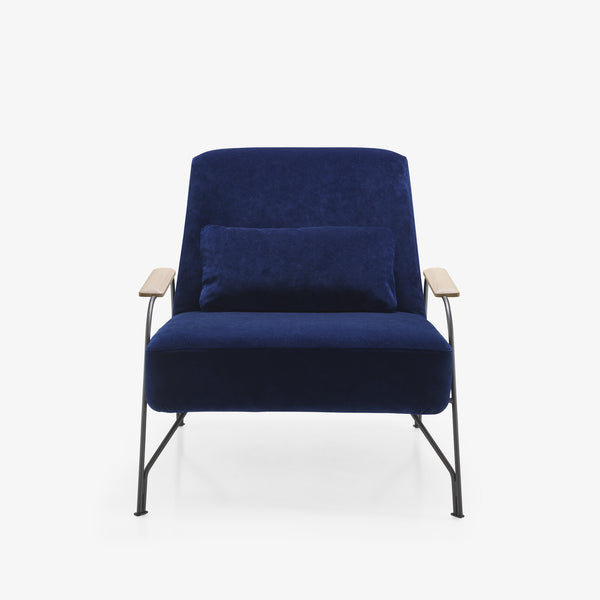 Fotel Humphrey — Ligne Roset, tapicerka w tkaninie granatowej, widok z przodu