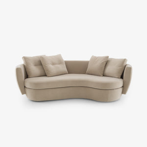 Sofa Ipanema — Ligne Roset, łukowa forma, tapicerka w jasnej tkaninie, widok z przodu