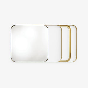 Lustro Good Vibes — Ligne Roset, rama zaokrąglona metal, widok czołowy z wariantami kolorów