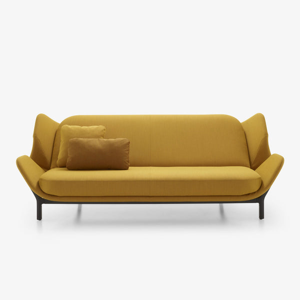Sofa Clam — Ligne Roset, tapicerka żółta tkanina, widok z przodu