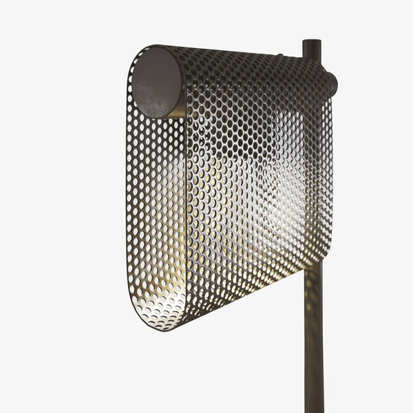 Grid Bronze — abażur boczny, struktura siatki metalowej, widok perspektywiczny