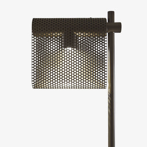 Grid Bronze — detal abażura, siatka perforowana w kolorze brązu, zbliżenie