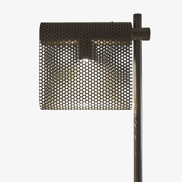 Grid Bronze — detal abażura, siatka perforowana w kolorze brązu, zbliżenie