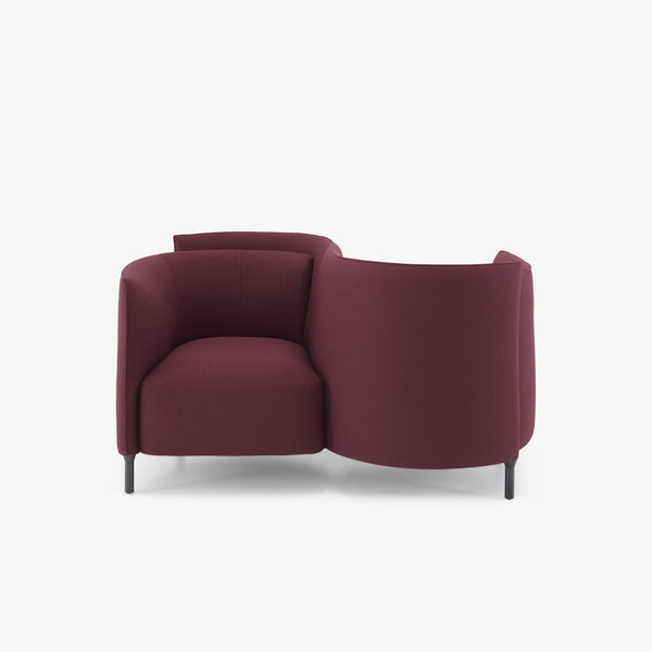 Sofa Hémicycle Conversation Seat — Ligne Roset, tapicerka w tkaninie burgundii, widok z boku
