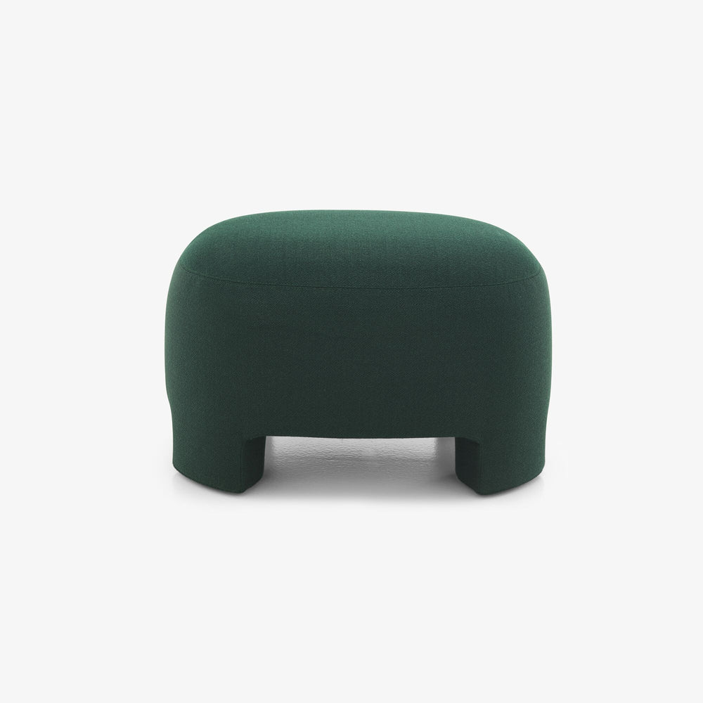 Podnóżek Taru — Ligne Roset, tapicerka w tkaninie zielony, widok z przodu