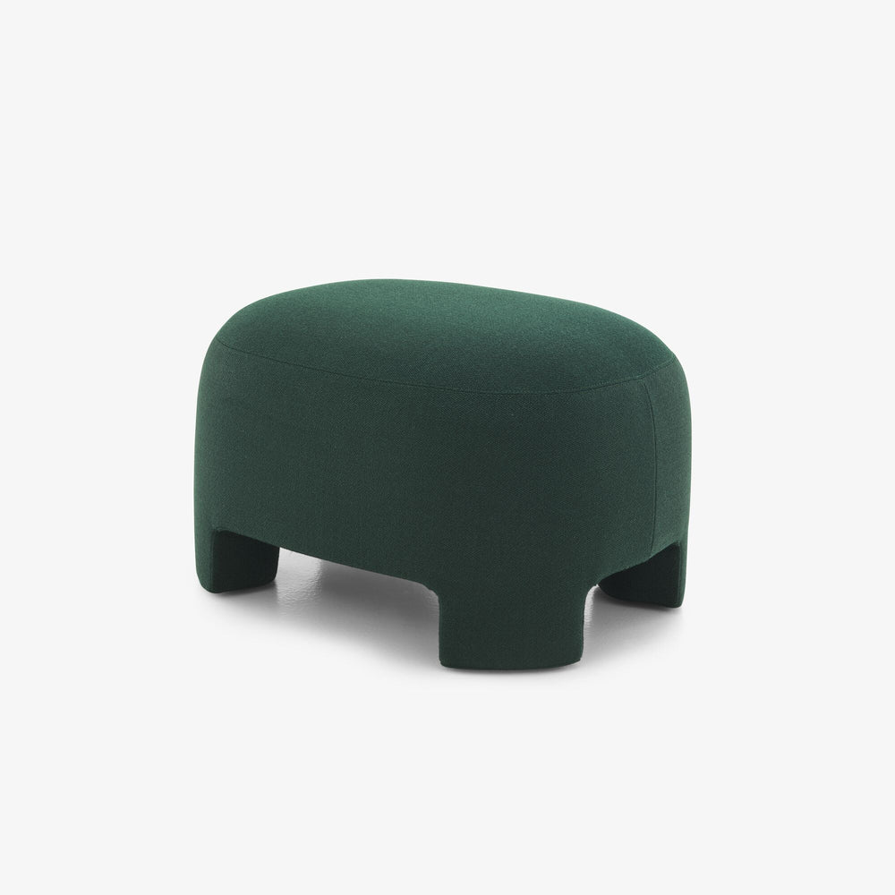 Podnóżek Taru — Ligne Roset, tapicerka w tkaninie zielony, widok z przodu