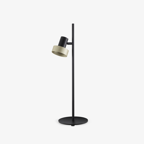 Lampa stołowa Donut — Ligne Roset, struktura czarna z abażurem beżowym, widok z przodu