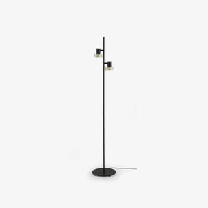 Lampa podłogowa Donut — Ligne Roset, dwa reflektory na wysięgniku, widok z przodu