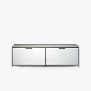 Szafka RTV Dita — Ligne Roset, dwie klapy, rama metalowa, widok z przodu