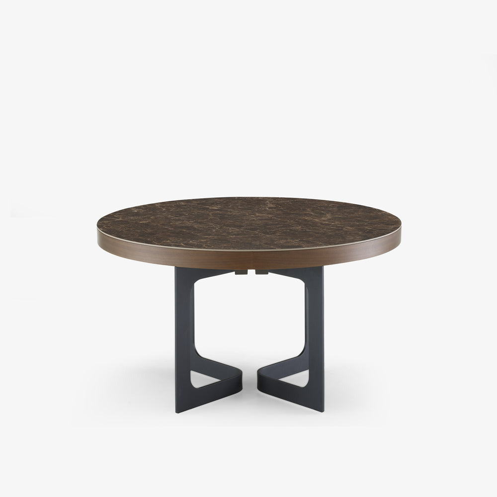 Stół Java — Ligne Roset, blat marmurowy, nogi metalowe czarne, widok z przodu