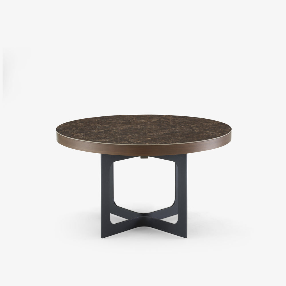 Stół Java — Ligne Roset, blat marmurowy, nogi metalowe czarne, widok z przodu
