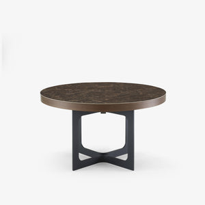 Stół Java — Ligne Roset, blat marmurowy, nogi metalowe czarne, widok z przodu