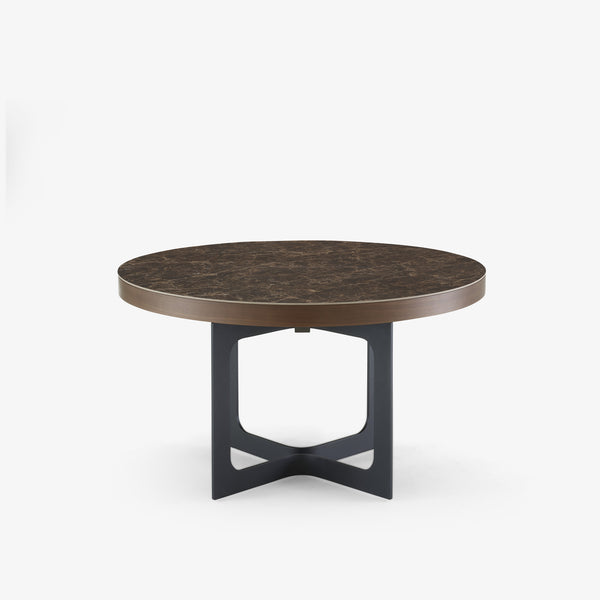 Stół Java — Ligne Roset, blat marmurowy, nogi metalowe czarne, widok z przodu