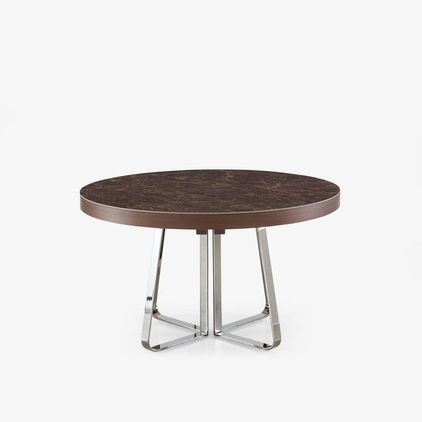 Stół Ava — Ligne Roset, blat marmurowy, nogi metalowe, widok z przodu