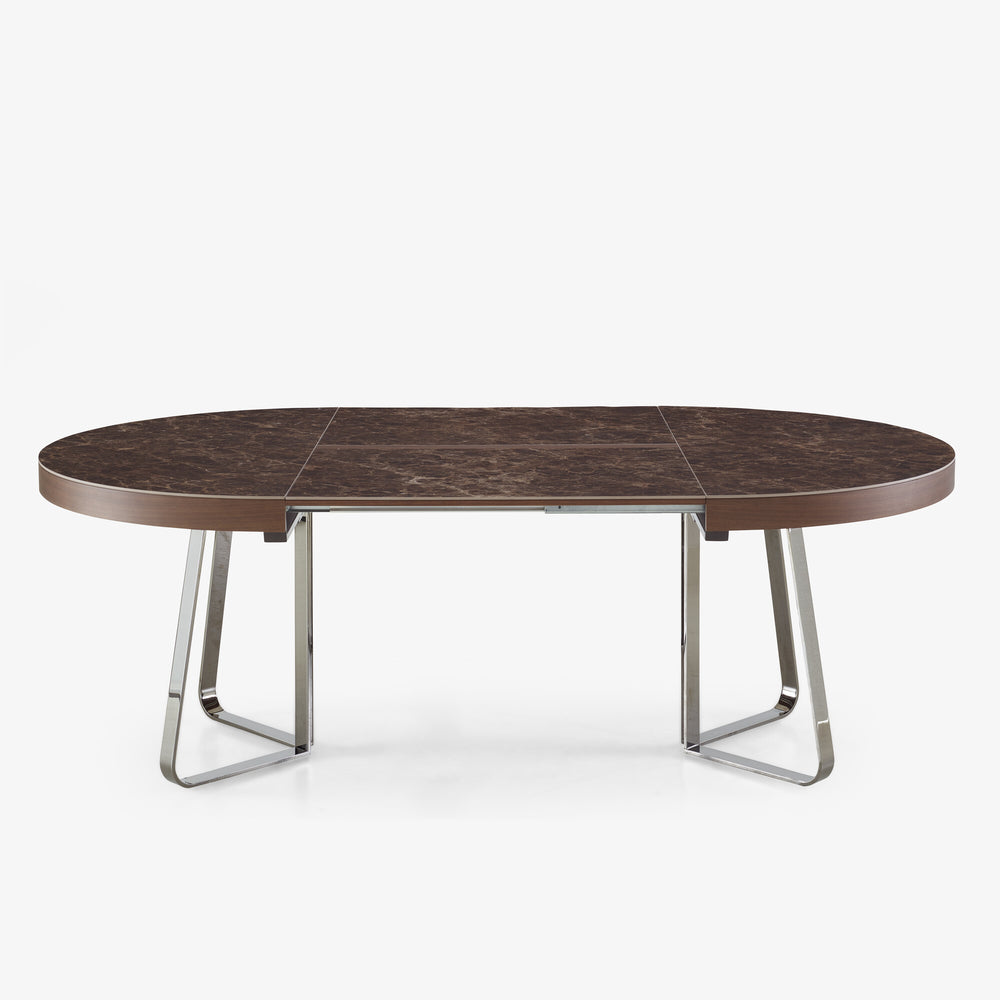 Stół Ava — Ligne Roset, blat marmurowy, nogi metalowe, widok z przodu