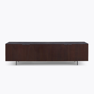 Komoda Selvans — Ligne Roset, cztery drzwi, drewno wenge, widok z przodu