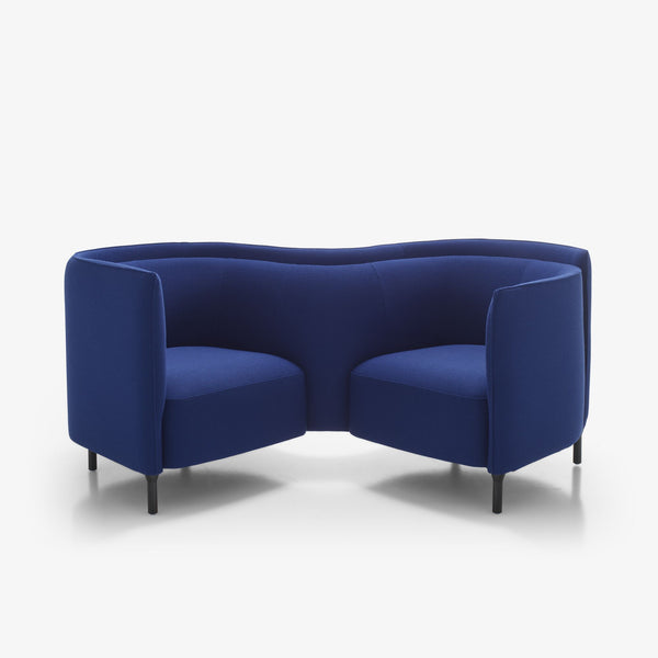 Sofa Hémicycle Vis-à-Vis — Ligne Roset, tapicerka w tkaninie niebieskiej, widok z przodu