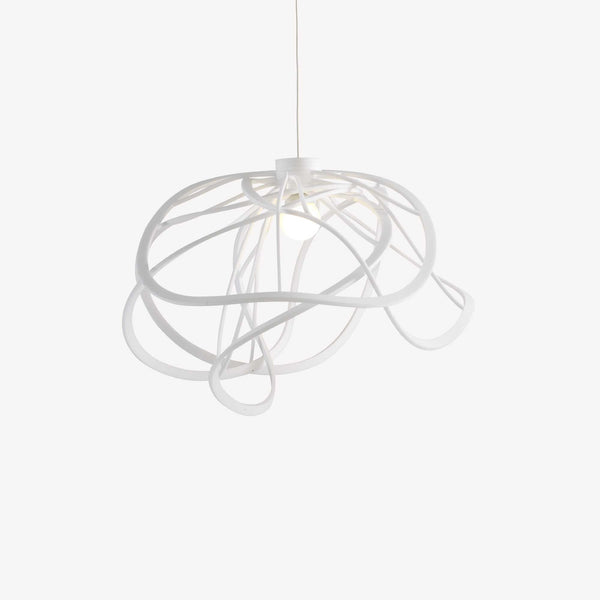 Lampa wisząca Bloom — Ligne Roset, struktura z białych pętli, widok z przodu