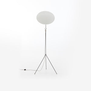 Lampa podłogowa Solveig — Ligne Roset, abażur owalny, metalowa konstrukcja, widok z przodu