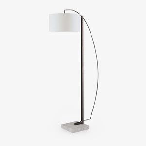 Lampa podłogowa Mama XXL — Ligne Roset, łuk z abażurem, podstawa betonowa, widok z przodu