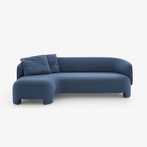 Sofa Taru Canalounge — Ligne Roset, konfiguracja narożna z szezlongiem, tapicerka niebieska tkanina, widok z przodu