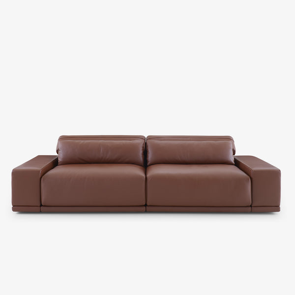 Sofa Grand Angle — Ligne Roset, tapicerka skóra brązowa, widok z przodu