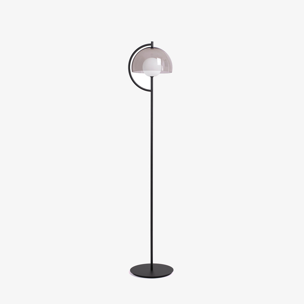 Lampa podłogowa Hood — Ligne Roset, kopuła szklana w kolorze szarym, widok z przodu
