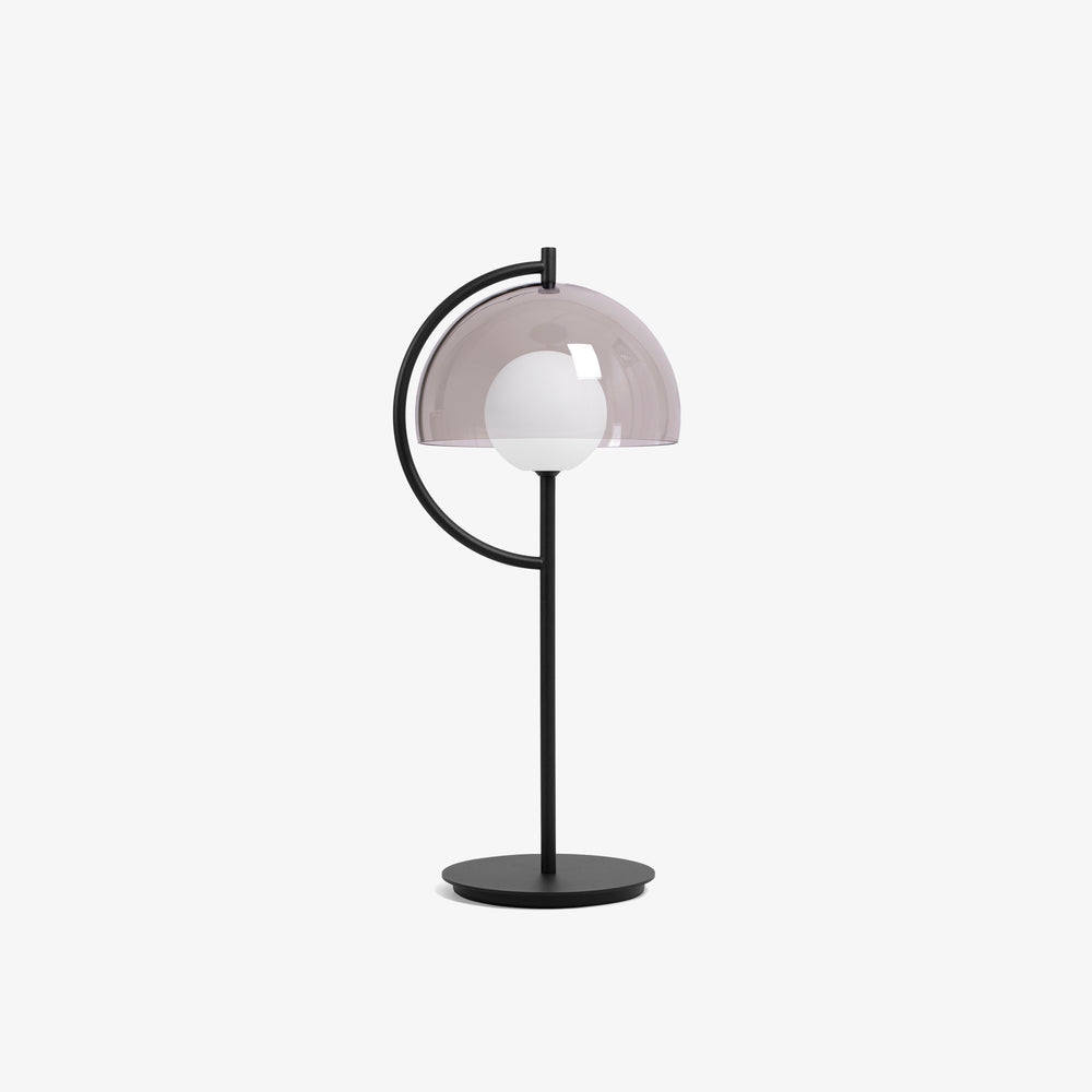 Lampa stołowa Hood — Ligne Roset, abażur szklany w kolorze szarym, widok z przodu