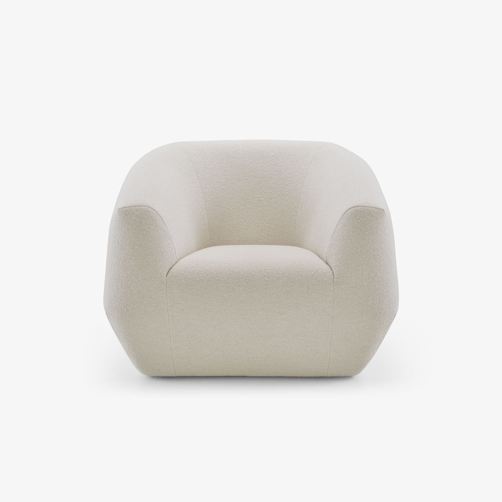 Fotel Uncover — Ligne Roset, tapicerka w jasnej tkaninie, widok z przodu
