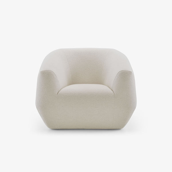 Fotel Uncover — Ligne Roset, tapicerka w jasnej tkaninie, widok z przodu