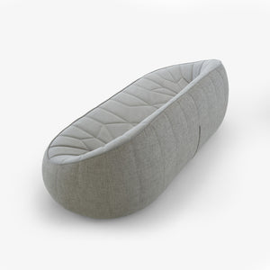 Ottoman Large Settee — widok z góry i boku, forma owalna, tapicerka w kolorze naturalnym