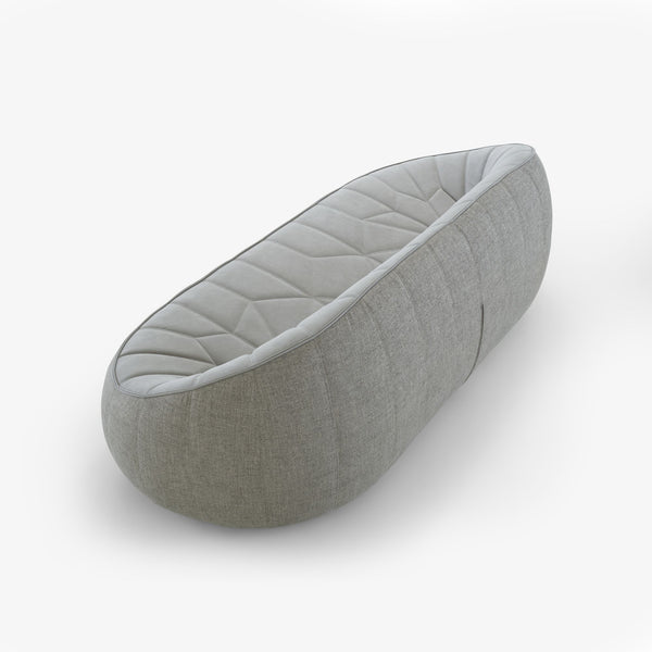 Ottoman Large Settee — widok z góry i boku, forma owalna, tapicerka w kolorze naturalnym