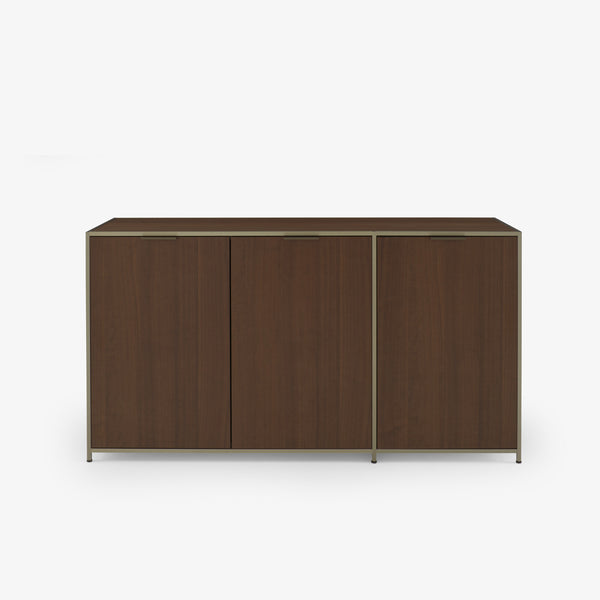 Komoda Dita — Ligne Roset, trzy drzwi, drewno w kolorze brązowym, widok z przodu